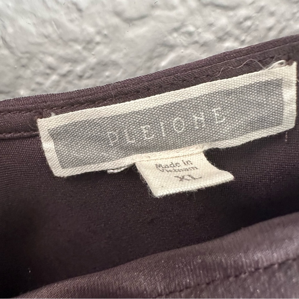 Pleione Chocolate Brown Satin Front Twist Blouse XL V Neck Dolman Sleeve - Picture 3 of 12